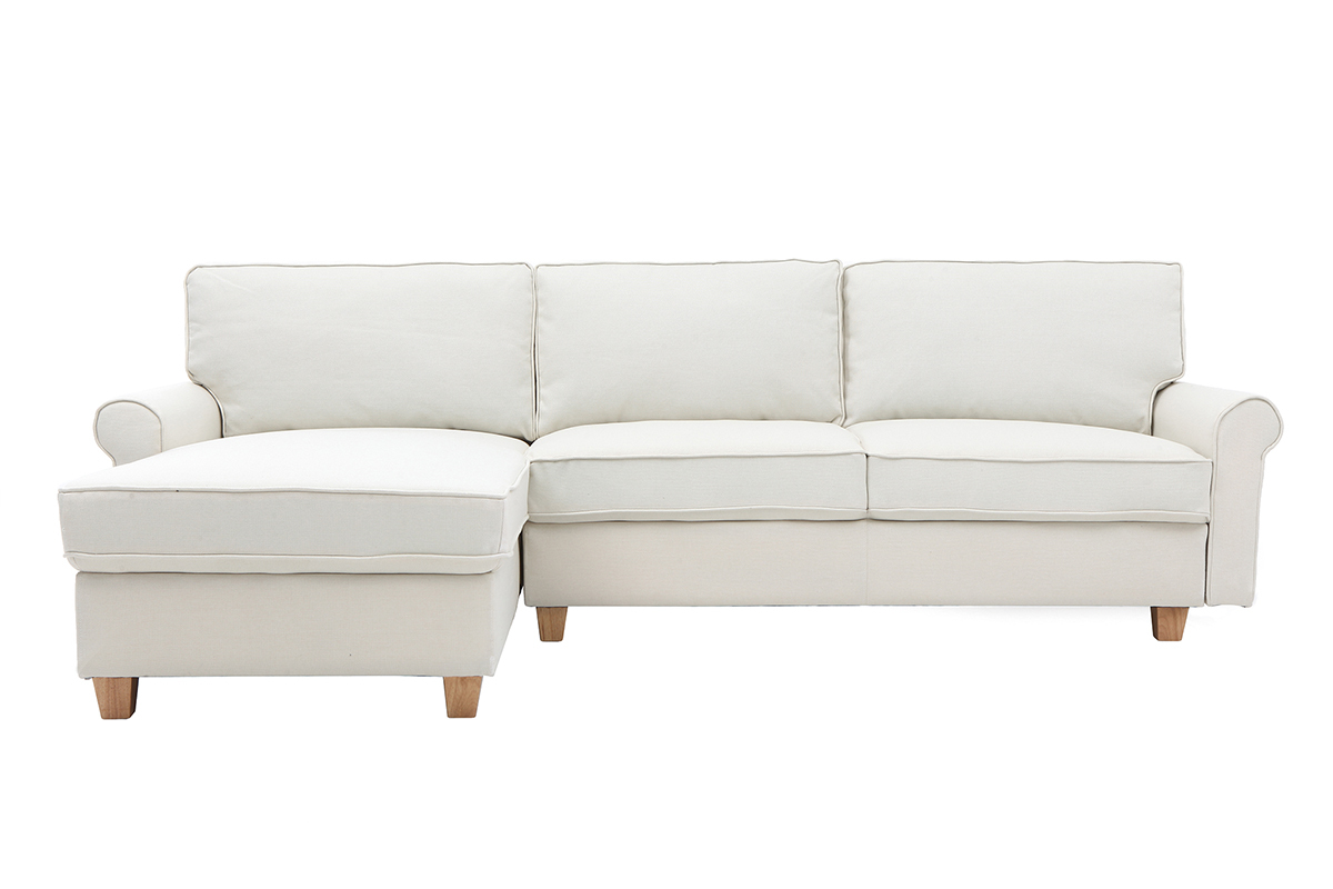 Canap� d'angle r�versible 3 places classique en tissu coloris naturel MONCEAU