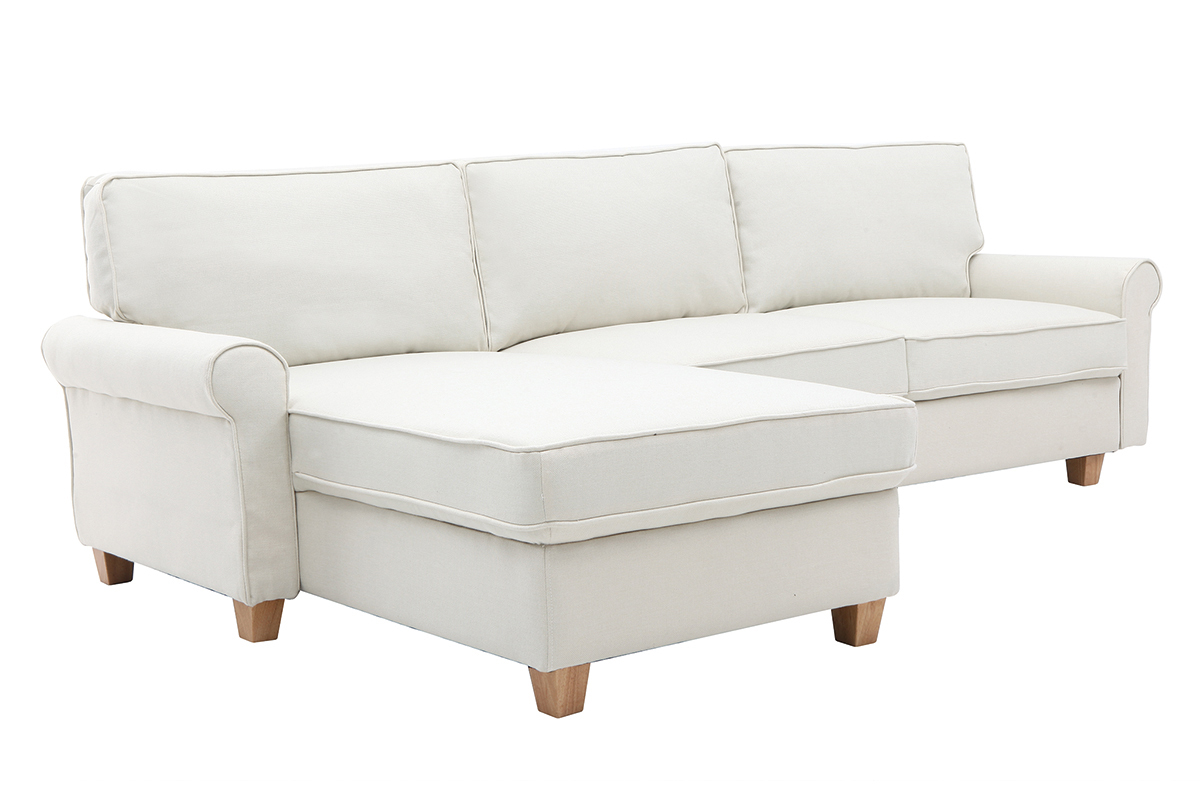 Canap� d'angle r�versible 3 places classique en tissu coloris naturel MONCEAU