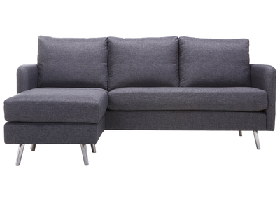 Canap&eacute; d'angle r&eacute;versible design 3 places gris fonc&eacute; BART