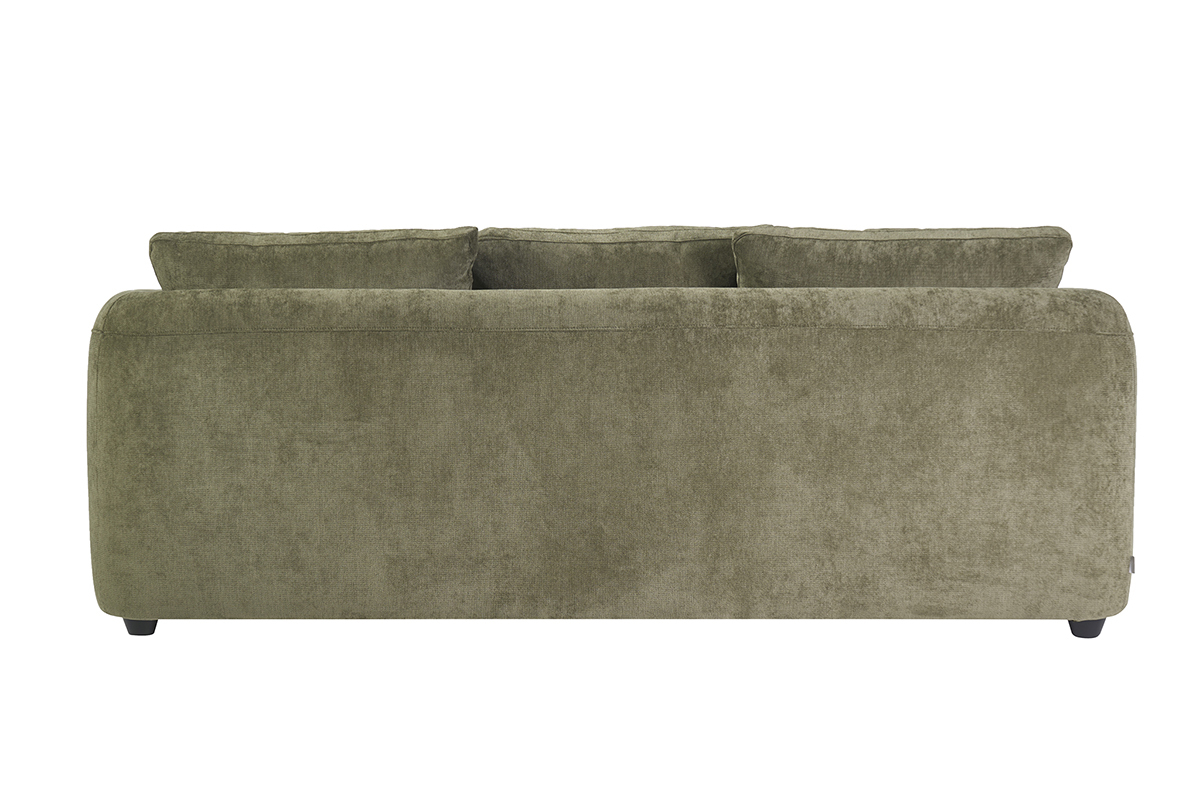 Canap� d�houssable 3-4 places design haricot en tissu effet velours textur� vert kaki SACHA