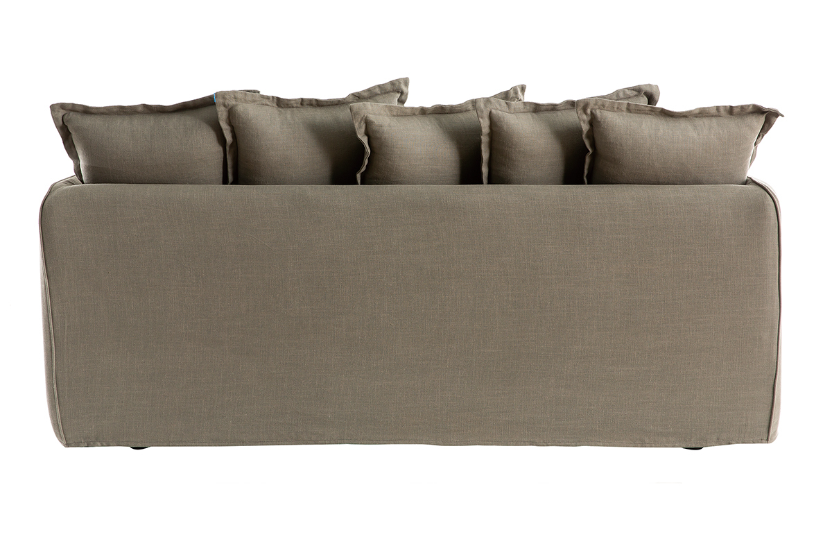 Canap� d�houssable 3 places en lin vert de gris MERLIN