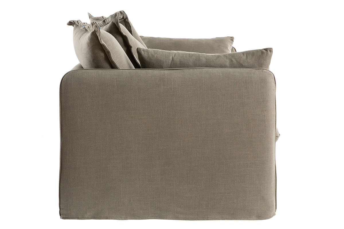 Canap� d�houssable 3 places en lin vert de gris MERLIN