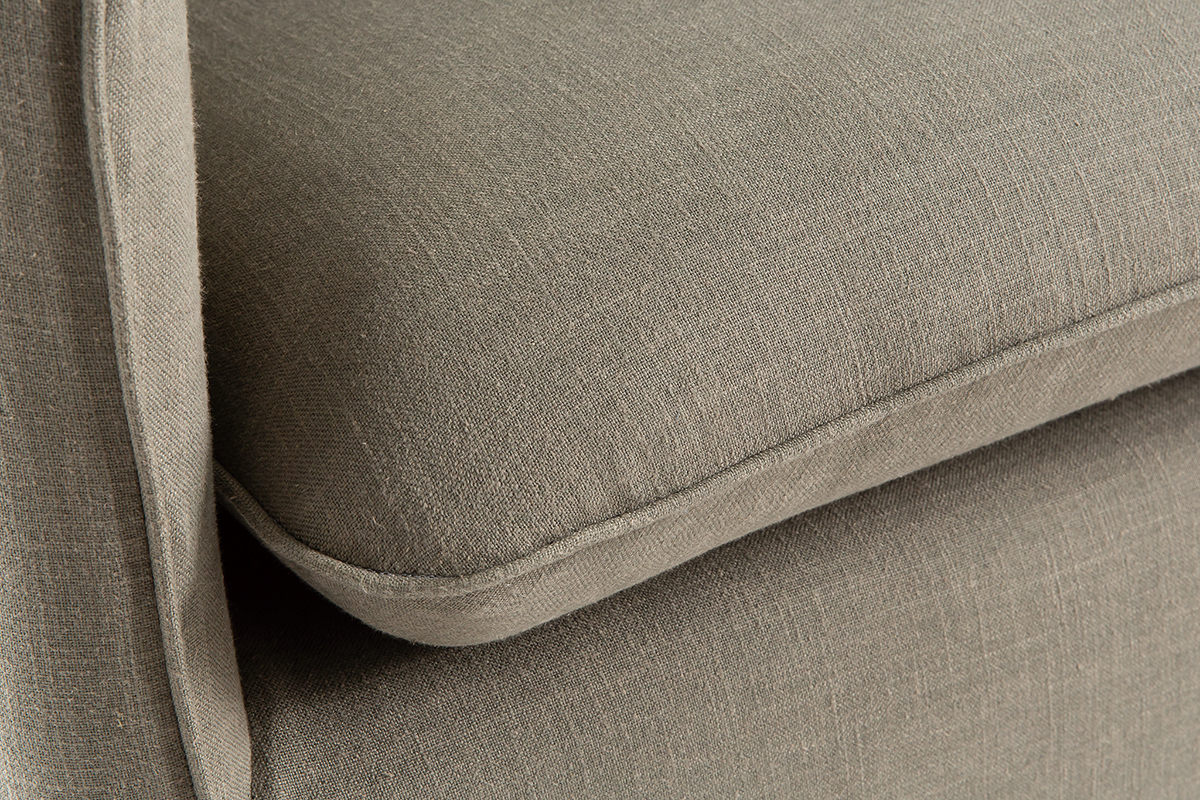 Canap� d�houssable 3 places en lin vert de gris MERLIN