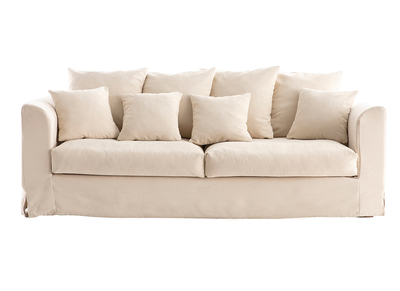 Canapé déhoussable 3 places en tissu écru FEVER