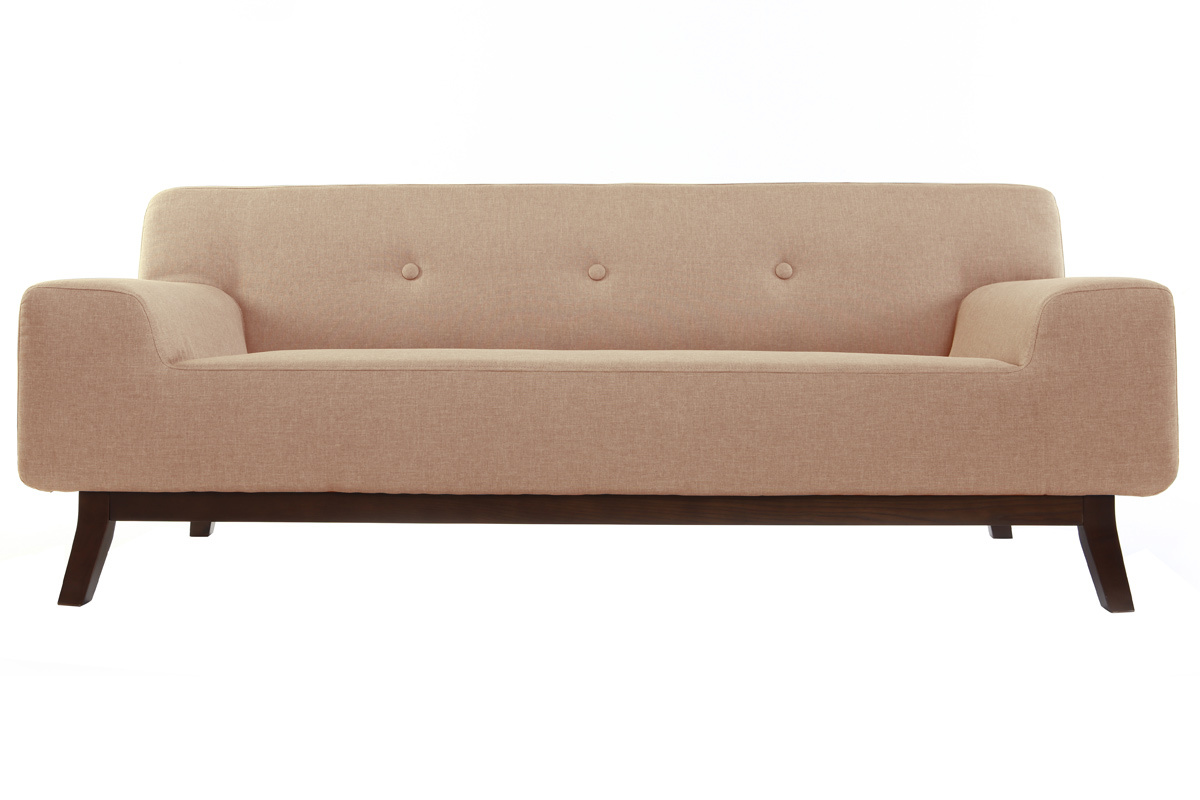 Canap� design 2-3 places beige et bois fonc� VILA