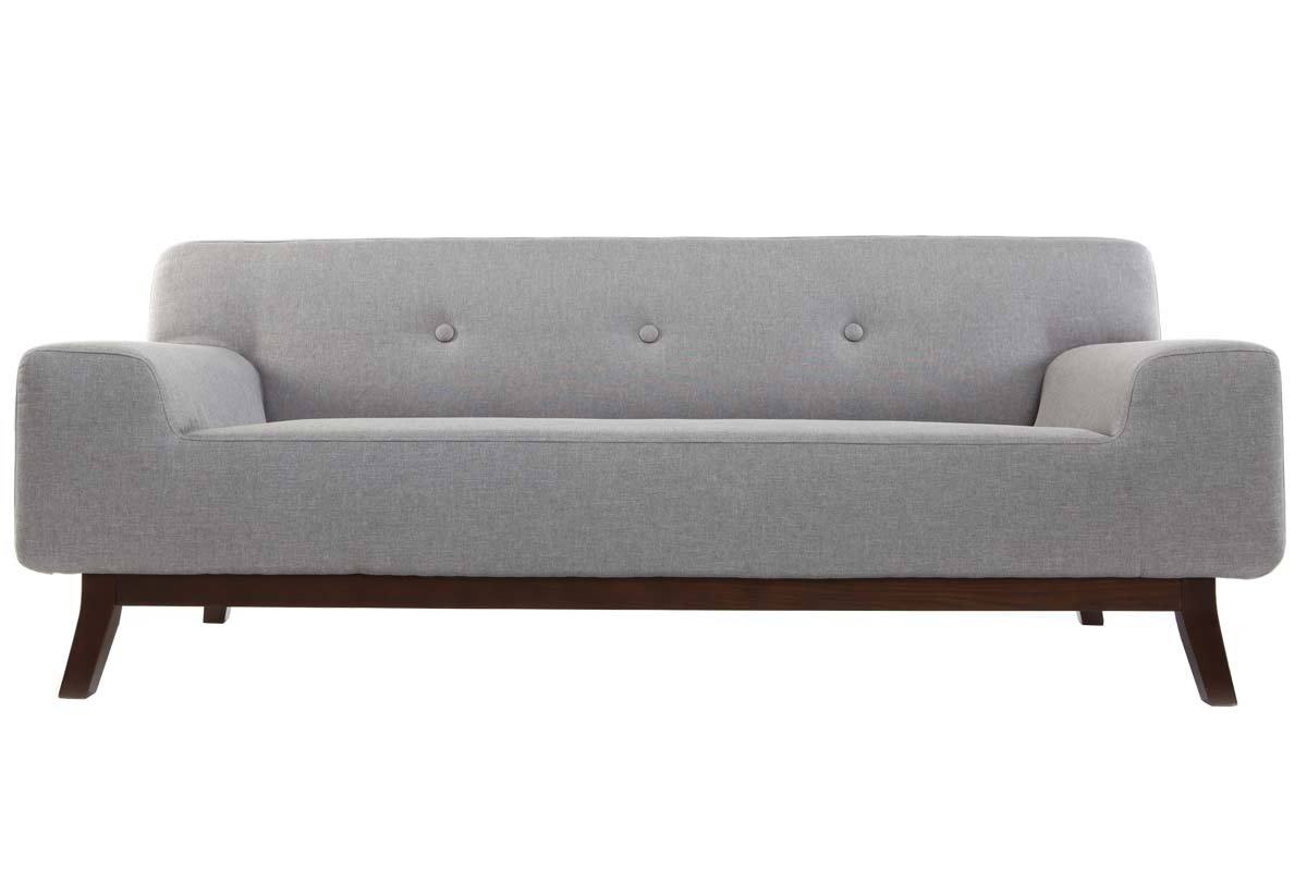 Canap� design 2-3 places gris et bois fonc� VILA