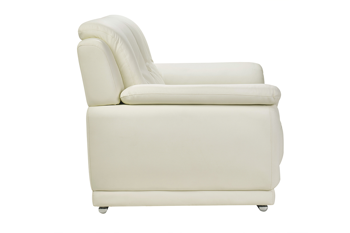 Canap design 2 places en cuir blanc et acier chrom TAMARA