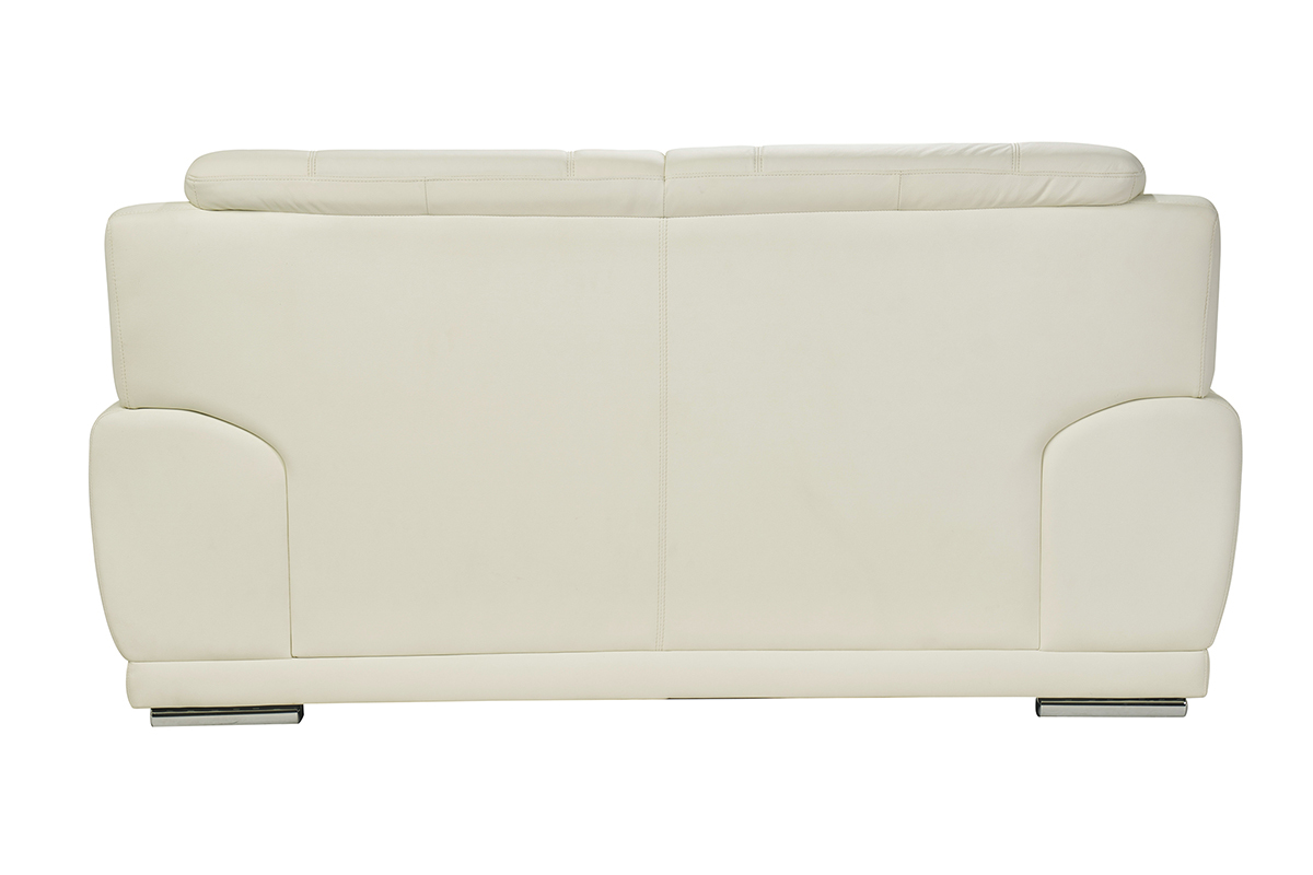 Canap design 2 places en cuir blanc et acier chrom TAMARA