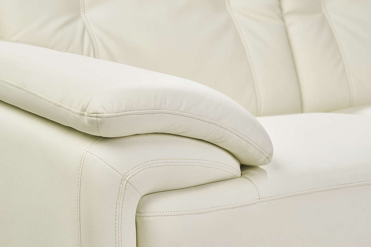 Canap design 2 places en cuir blanc et acier chrom TAMARA