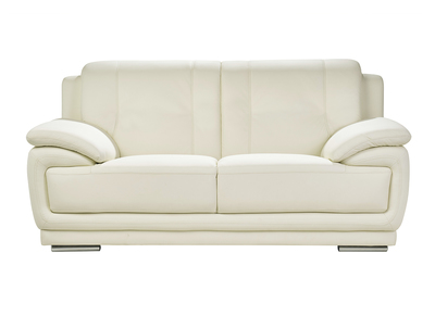 Canapé design 2 places en cuir blanc et acier chromé TAMARA