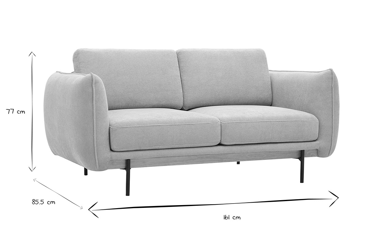 Canap� design 2 places en tissu chenille beige et m�tal noir TODD