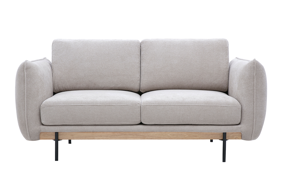 Canap� design 2 places en tissu chenille beige et m�tal noir TODD