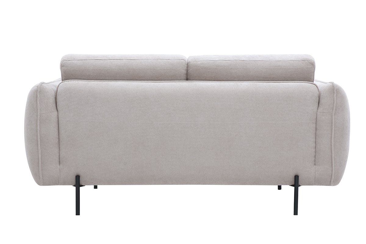 Canap� design 2 places en tissu chenille beige et m�tal noir TODD