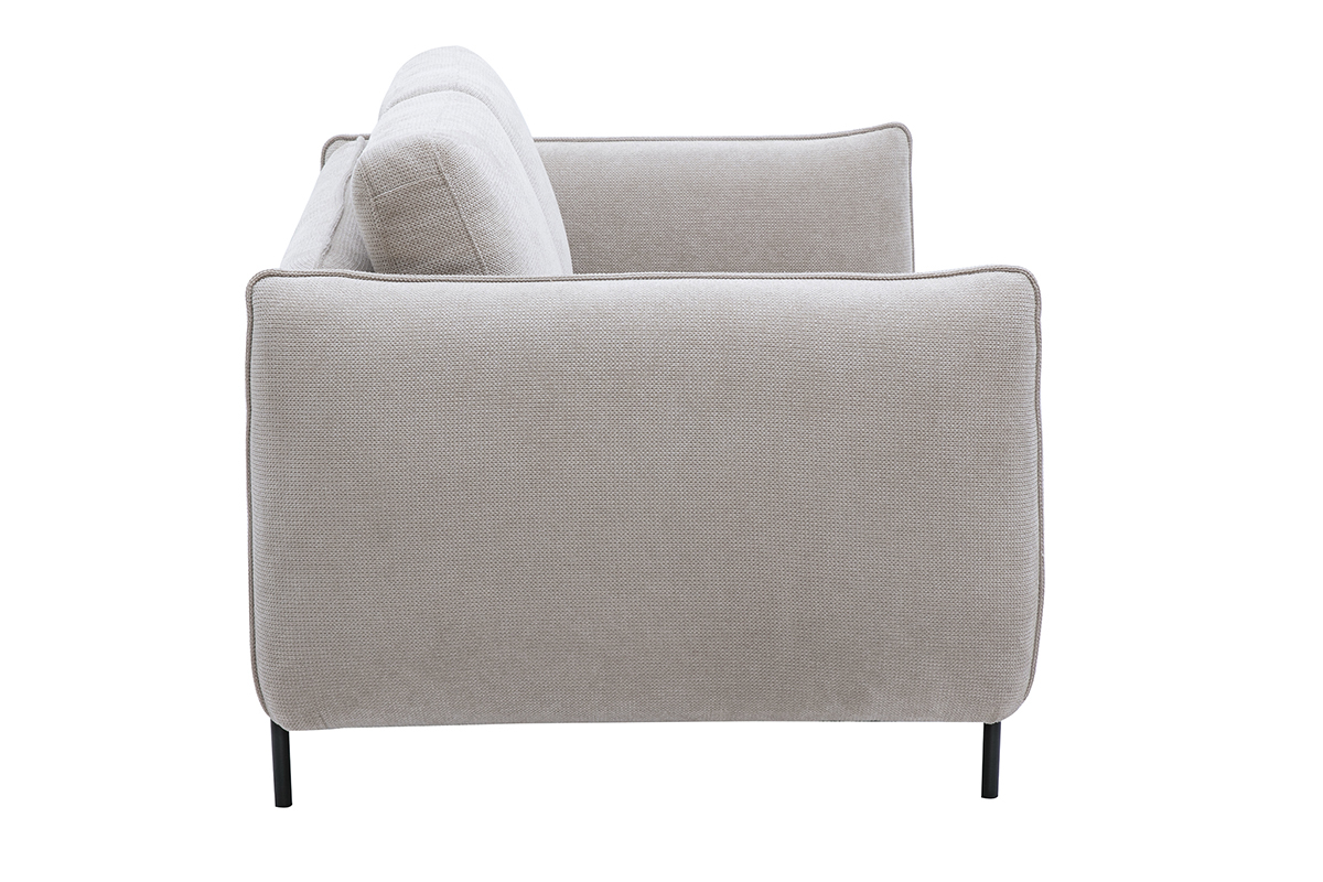 Canap� design 2 places en tissu chenille beige et m�tal noir TODD
