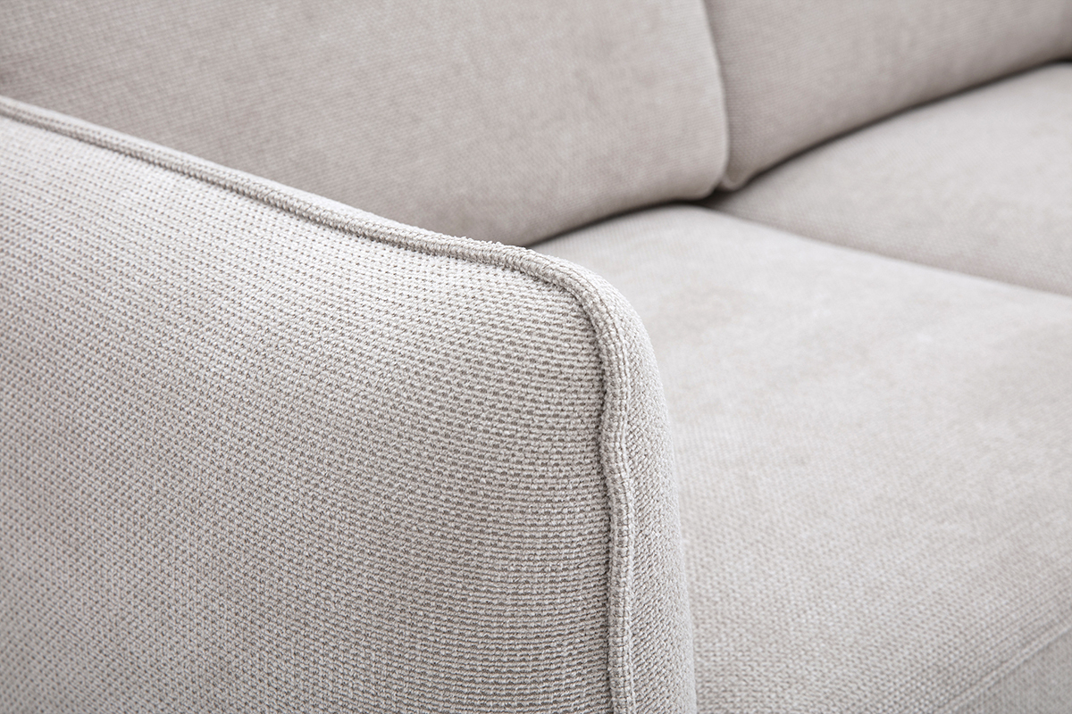Canap� design 2 places en tissu chenille beige et m�tal noir TODD