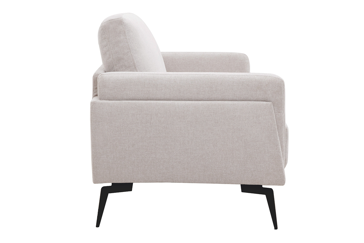 Canap design 2 places en tissu effet velours textur beige et mtal noir MOSCO