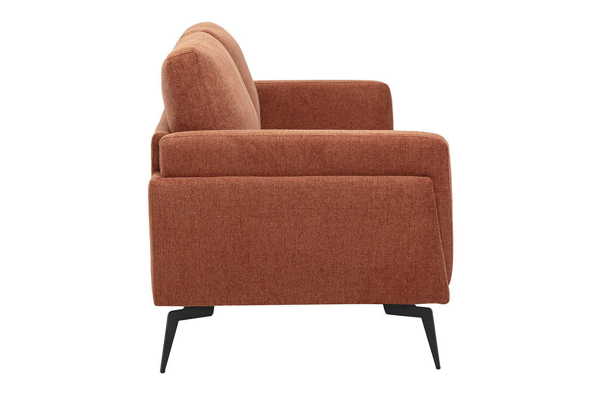 Canap� design 2 places en tissu effet velours textur� terre br�l�e et m�tal noir MOSCO