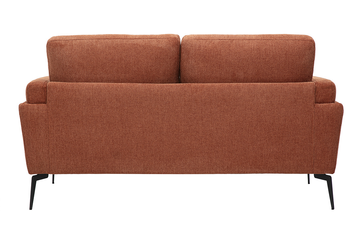 Canap� design 2 places en tissu effet velours textur� terre br�l�e et m�tal noir MOSCO