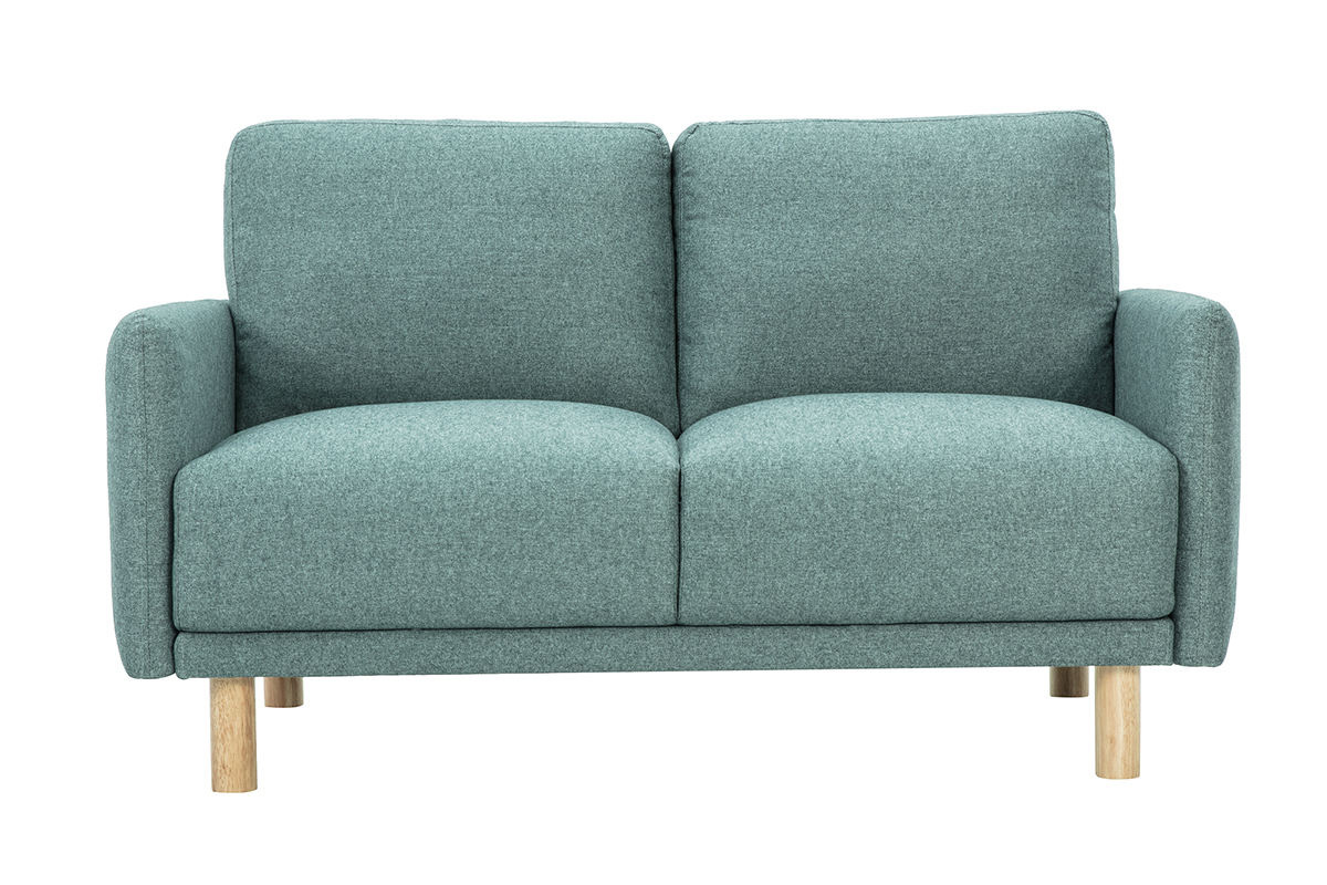 Canap� design 2 places en tissu vert de gris et bois clair BONO
