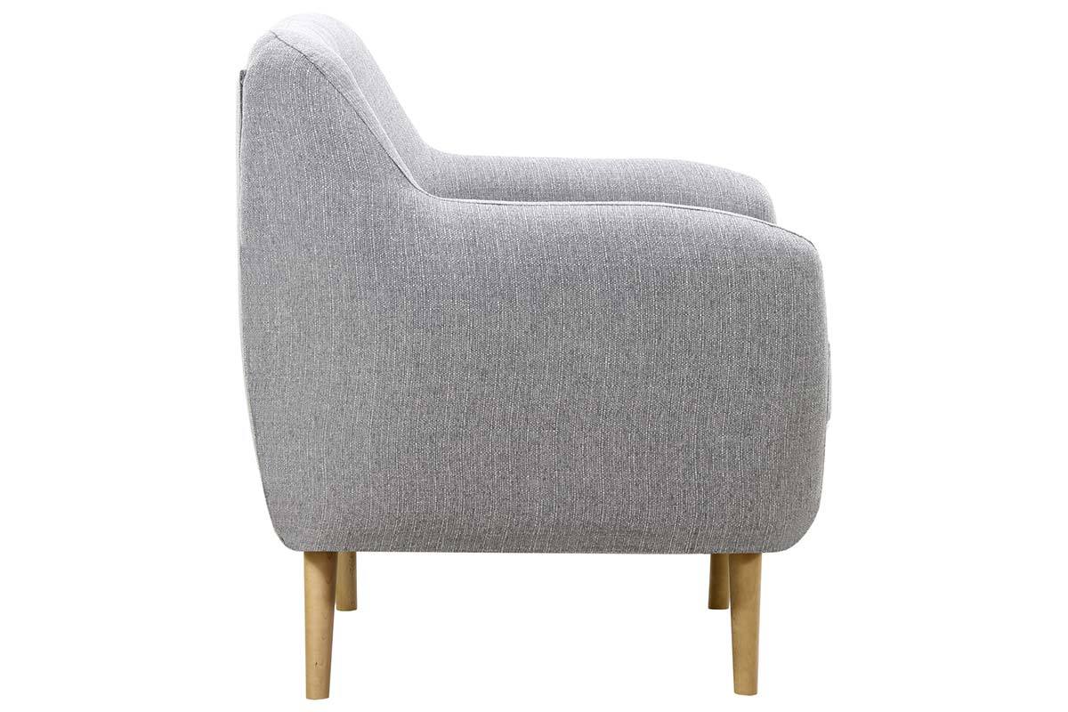 Canap� design 2 places gris perle pieds bois clair OLAF