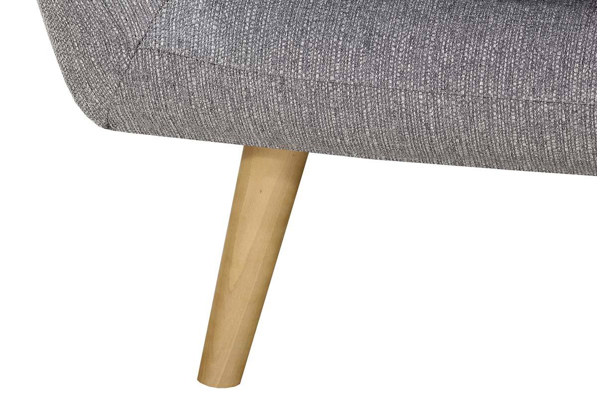 Canap� design 2 places gris perle pieds bois clair OLAF