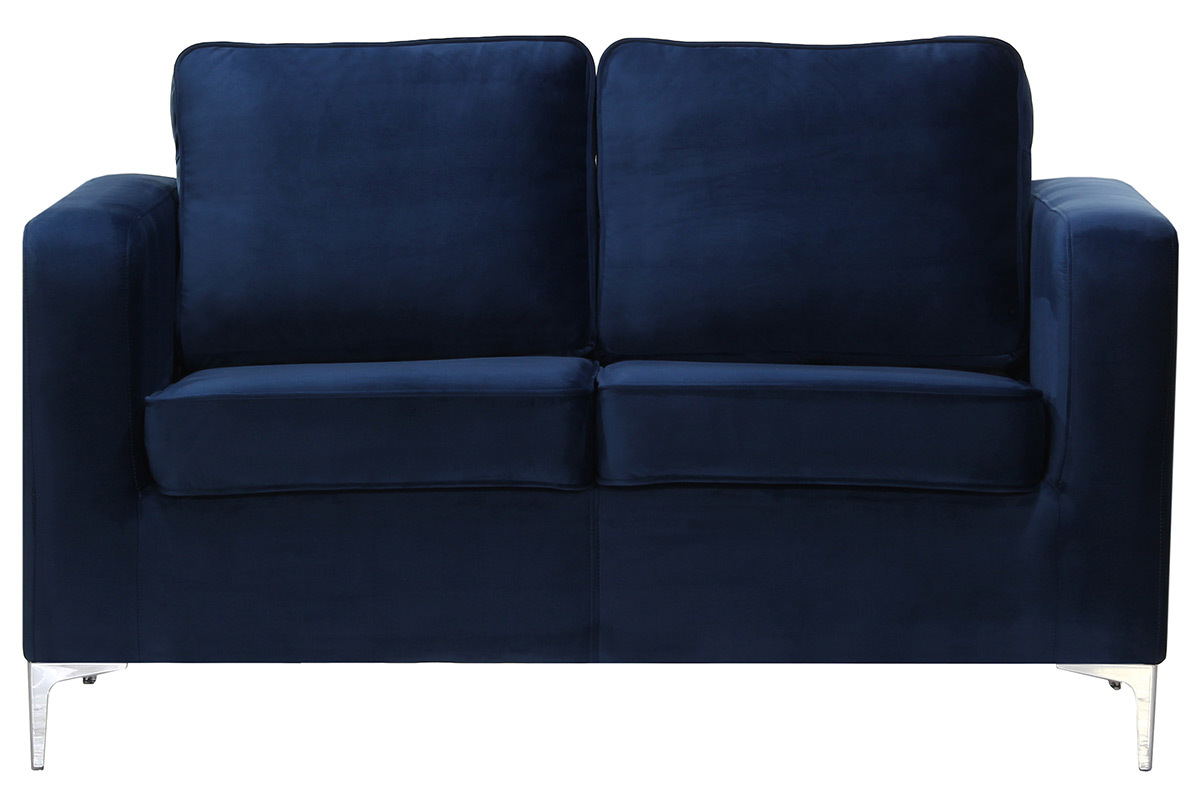 Canap� design 2 places velours bleu nuit HARRY