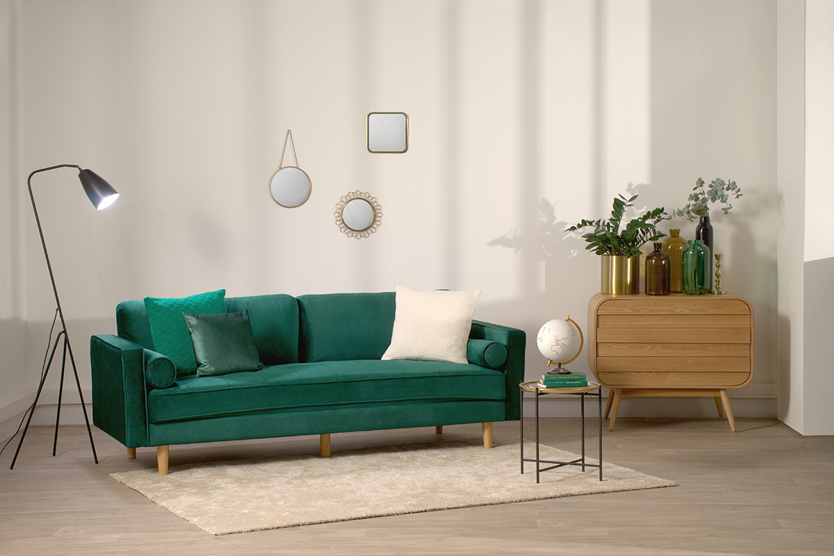 Canap� design 3-4 places velours burgundy IMPERIAL