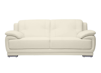 Canapé design 3 places cuir blanc et acier chromé TAMARA