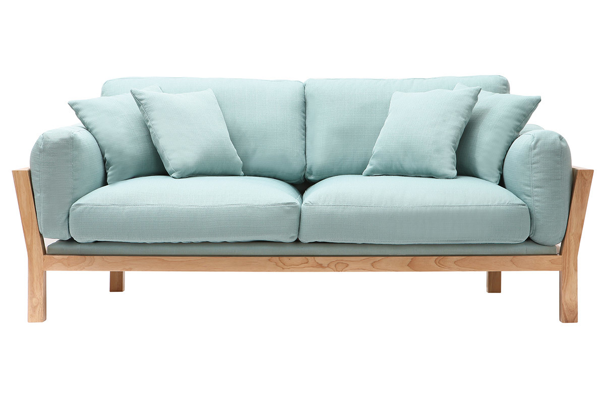 Canap� design 3 places d�houssable menthe � l'eau et bois KYO