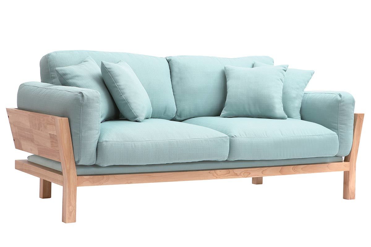 Canap� design 3 places d�houssable menthe � l'eau et bois KYO