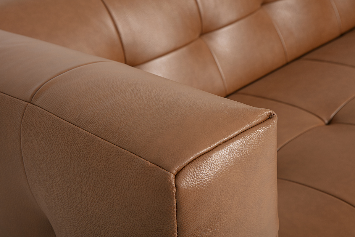 Canap� design 3 places en cuir marron CORTO