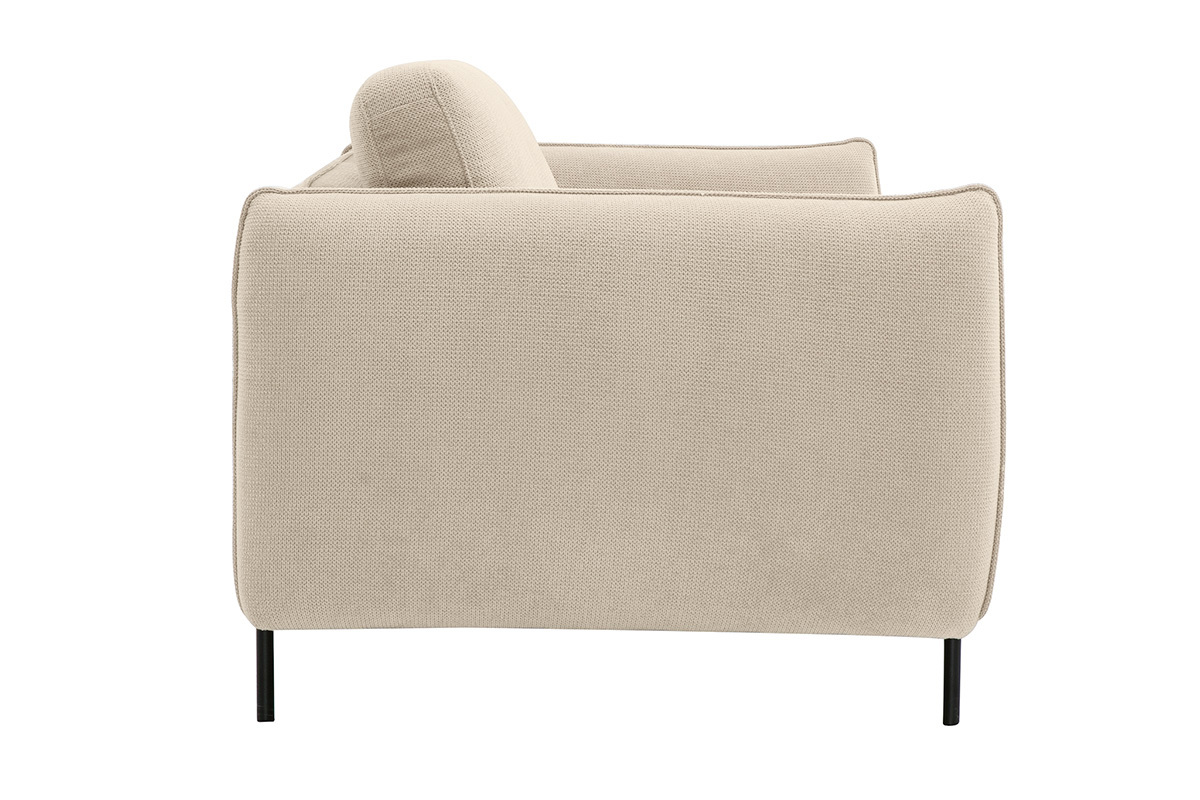 Canap design 3 places en tissu chenille beige et mtal noir TODD
