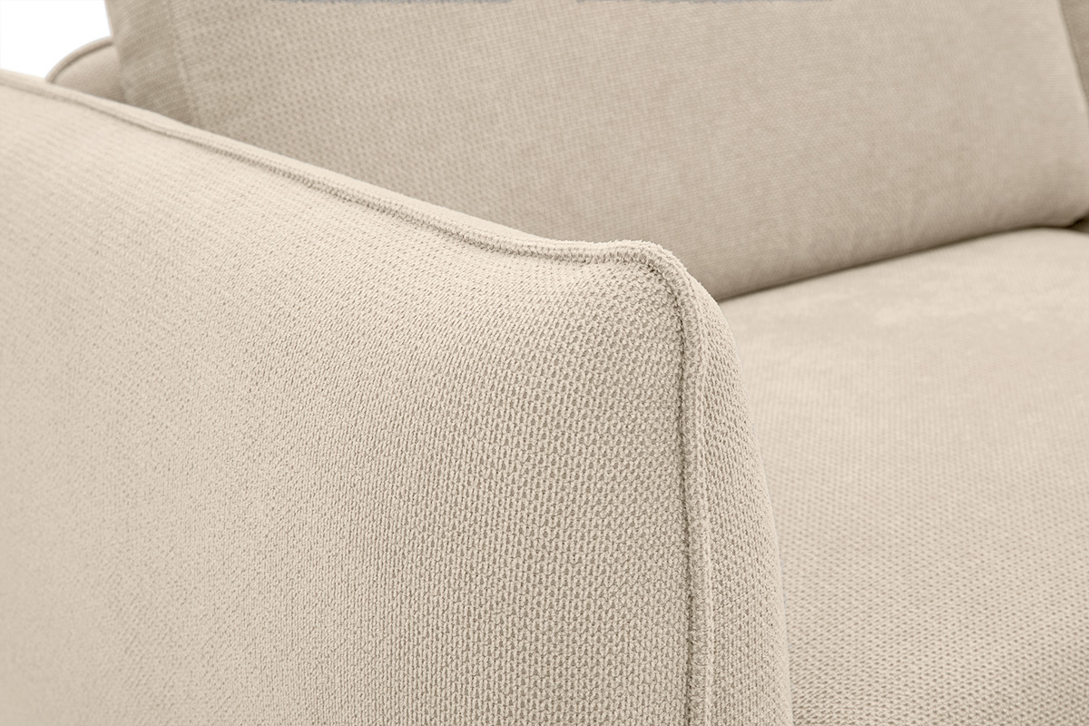 Canap design 3 places en tissu chenille beige et mtal noir TODD