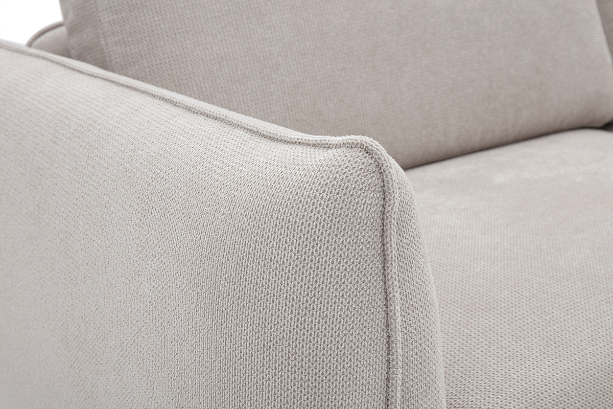 Canap design 3 places en tissu chenille beige et mtal noir TODD