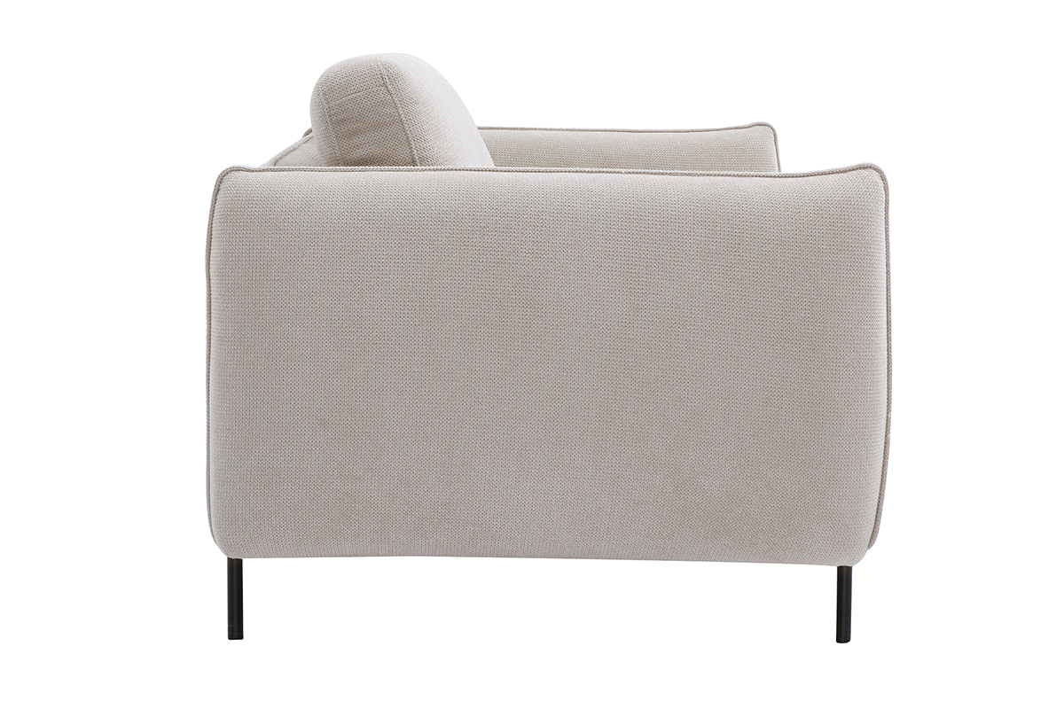 Canap design 3 places en tissu chenille beige et mtal noir TODD
