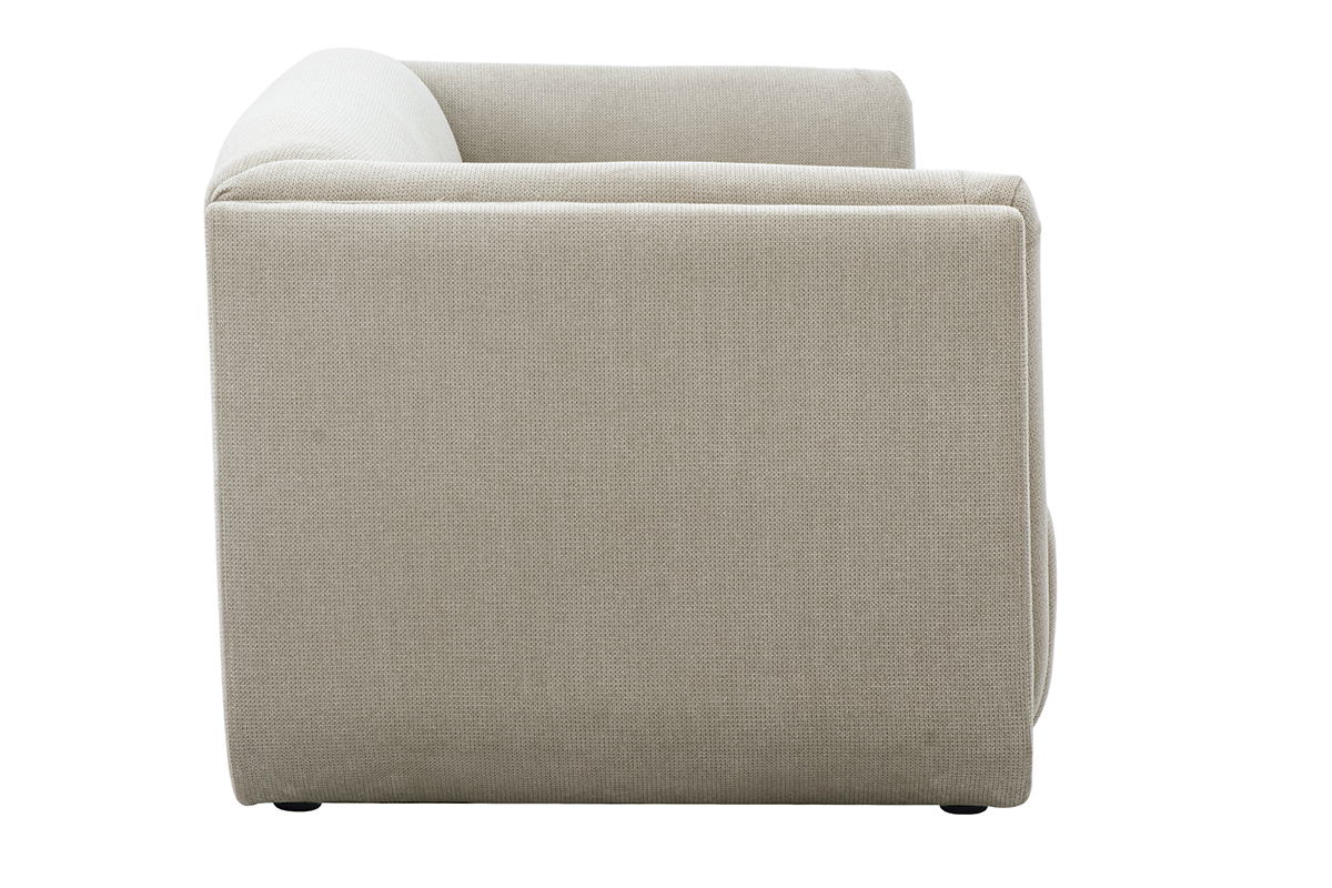 Canap design 3 places en tissu chenille beige HOSBO