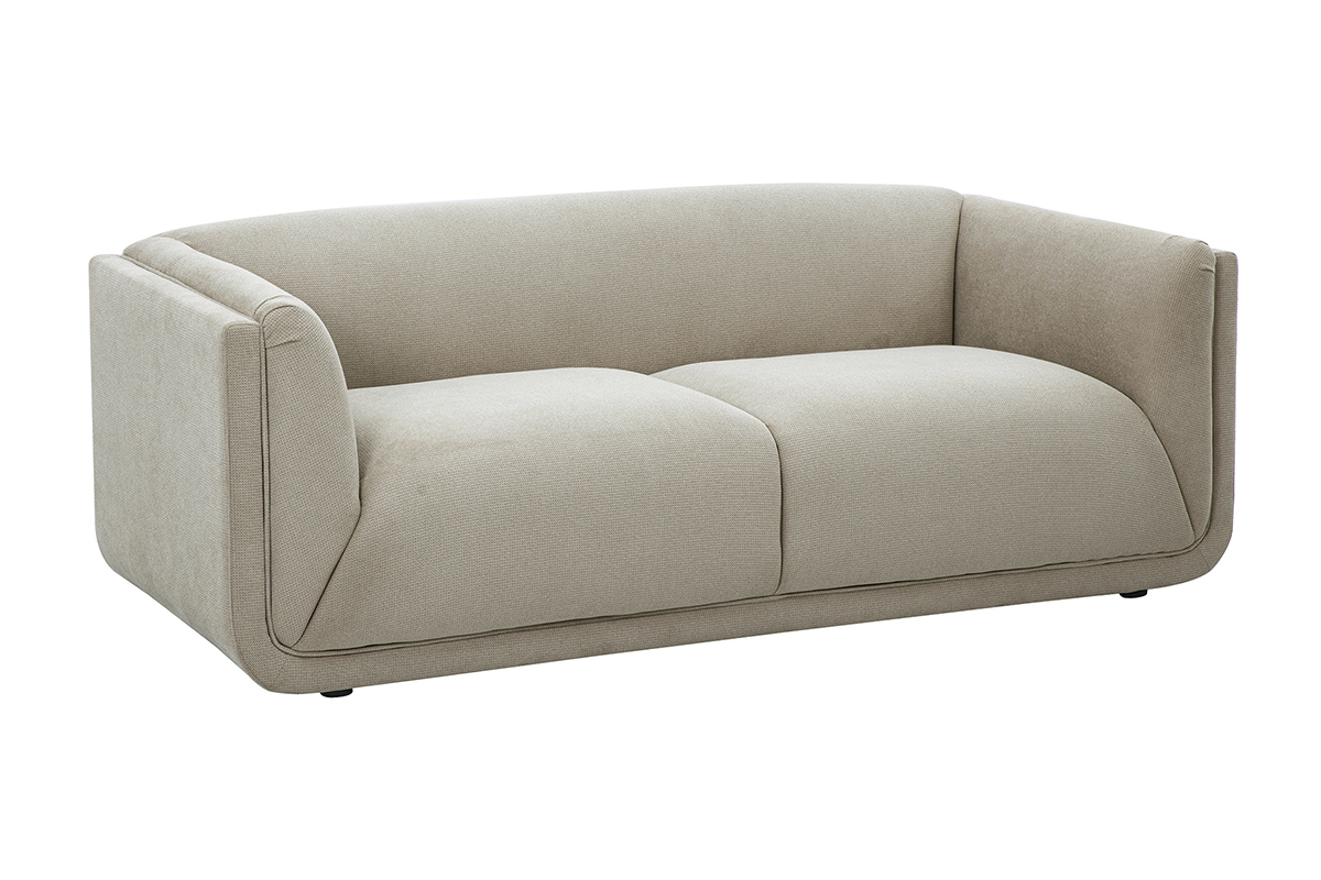 Canap design 3 places en tissu chenille beige HOSBO