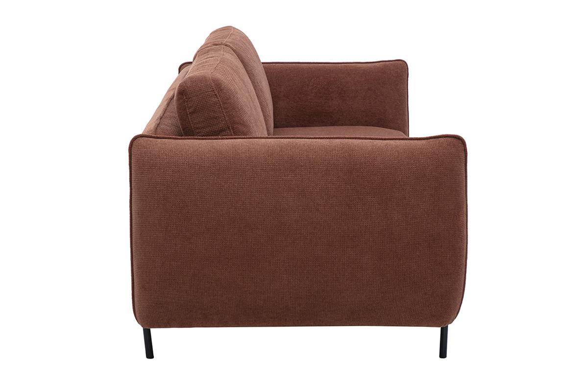 Canap� design 3 places en tissu chenille terre br�l�e et m�tal noir TODD