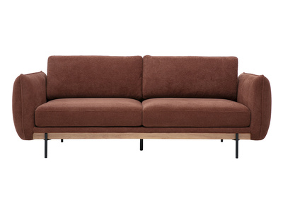 Canap&eacute; design 3 places en tissu chenille terre br&ucirc;l&eacute;e et m&eacute;tal noir TODD