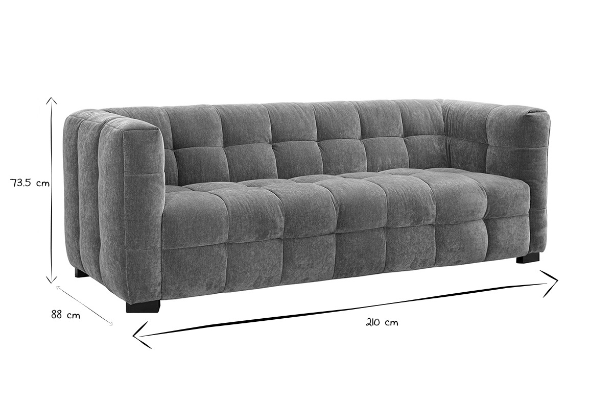Canap design 3 places en tissu effet velours marron noisette CORTO