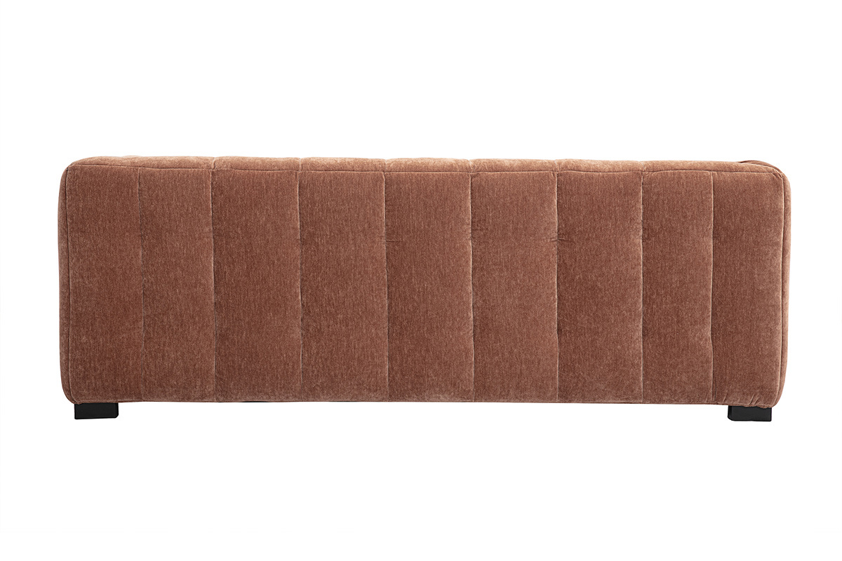 Canap design 3 places en tissu effet velours marron noisette CORTO