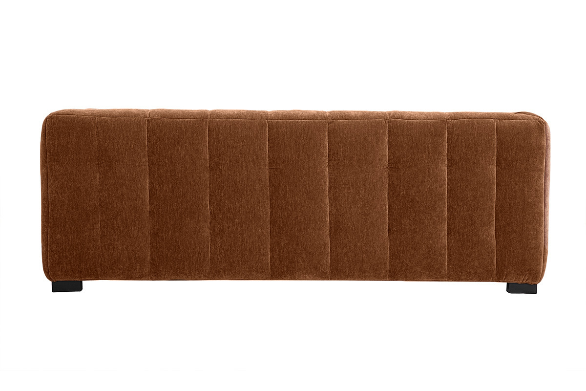 Canap design 3 places en tissu effet velours marron noisette CORTO