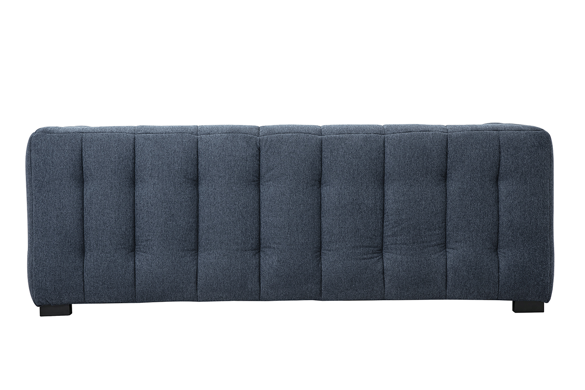 Canap design 3 places en tissu effet velours textur bleu fonc CORTO