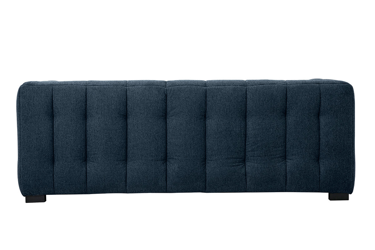 Canap design 3 places en tissu effet velours textur bleu fonc CORTO
