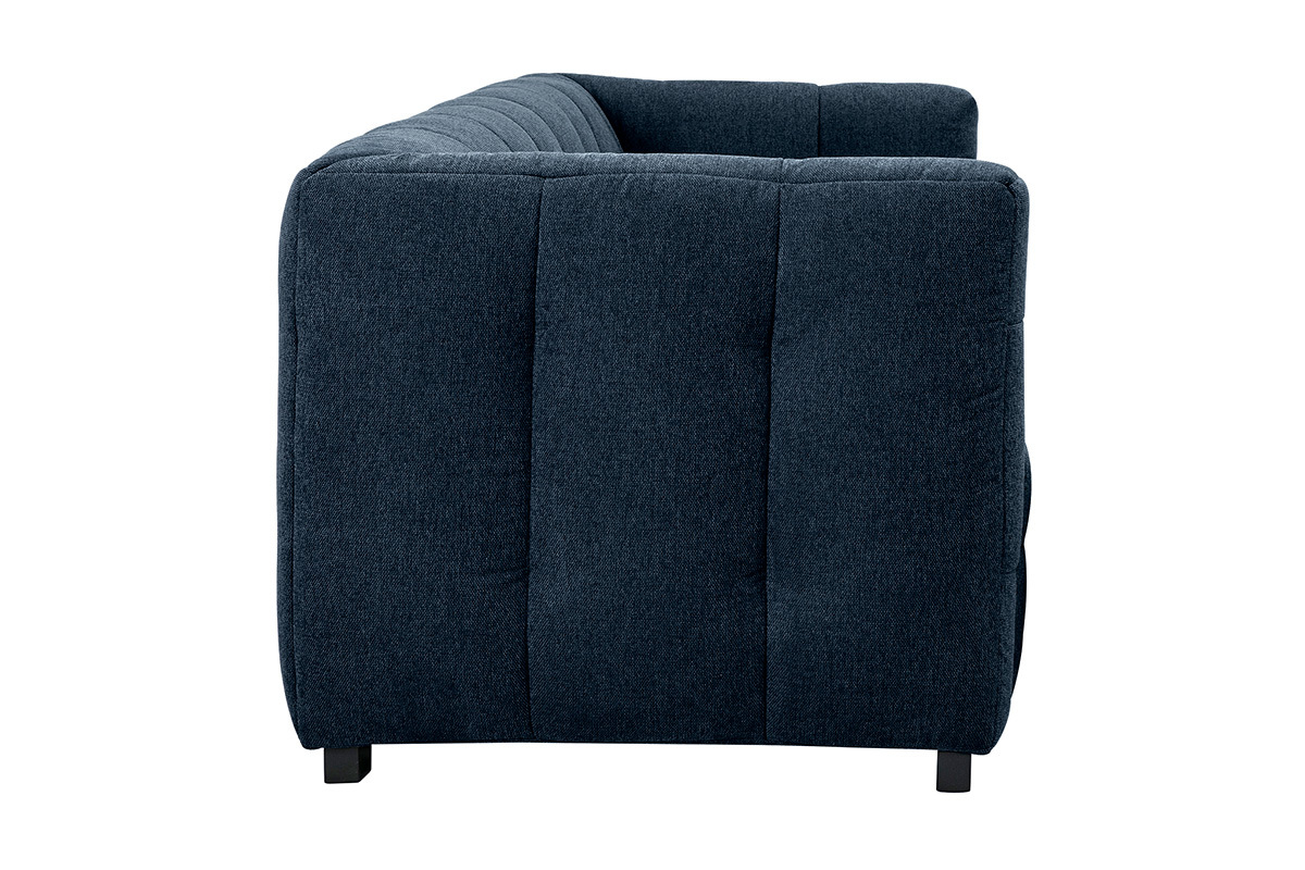 Canap design 3 places en tissu effet velours textur bleu fonc CORTO