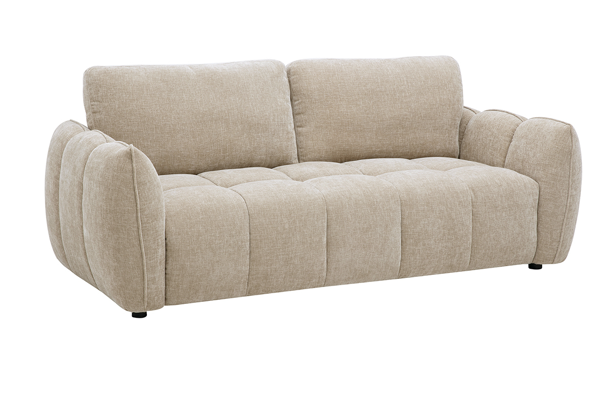 Canap� design 3 places en tissu effet velours textur� taupe WONDER