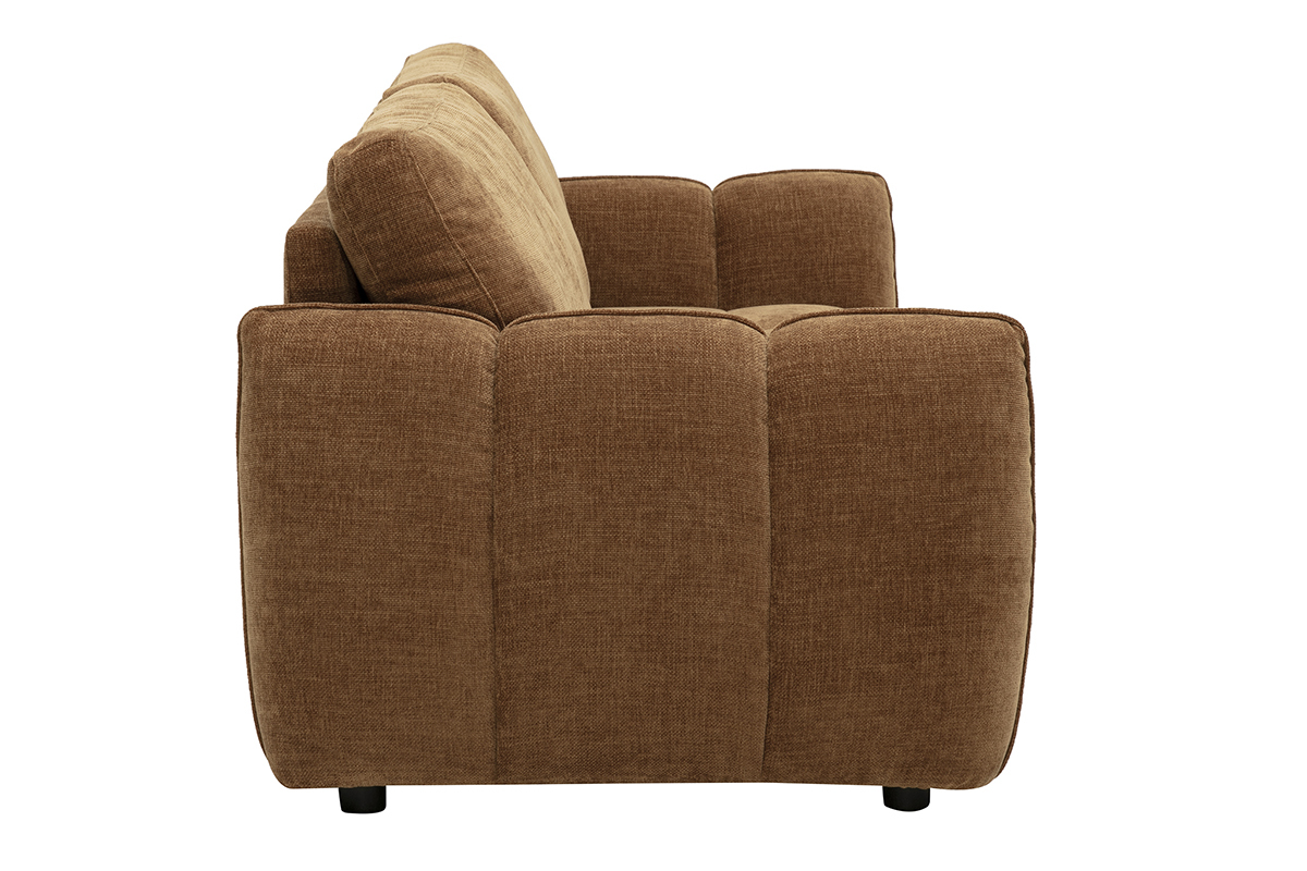 Canap� design 3 places en tissu effet velours textur� terre br�l�e WONDER