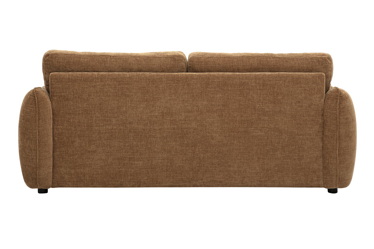 Canap� design 3 places en tissu effet velours textur� terre br�l�e WONDER