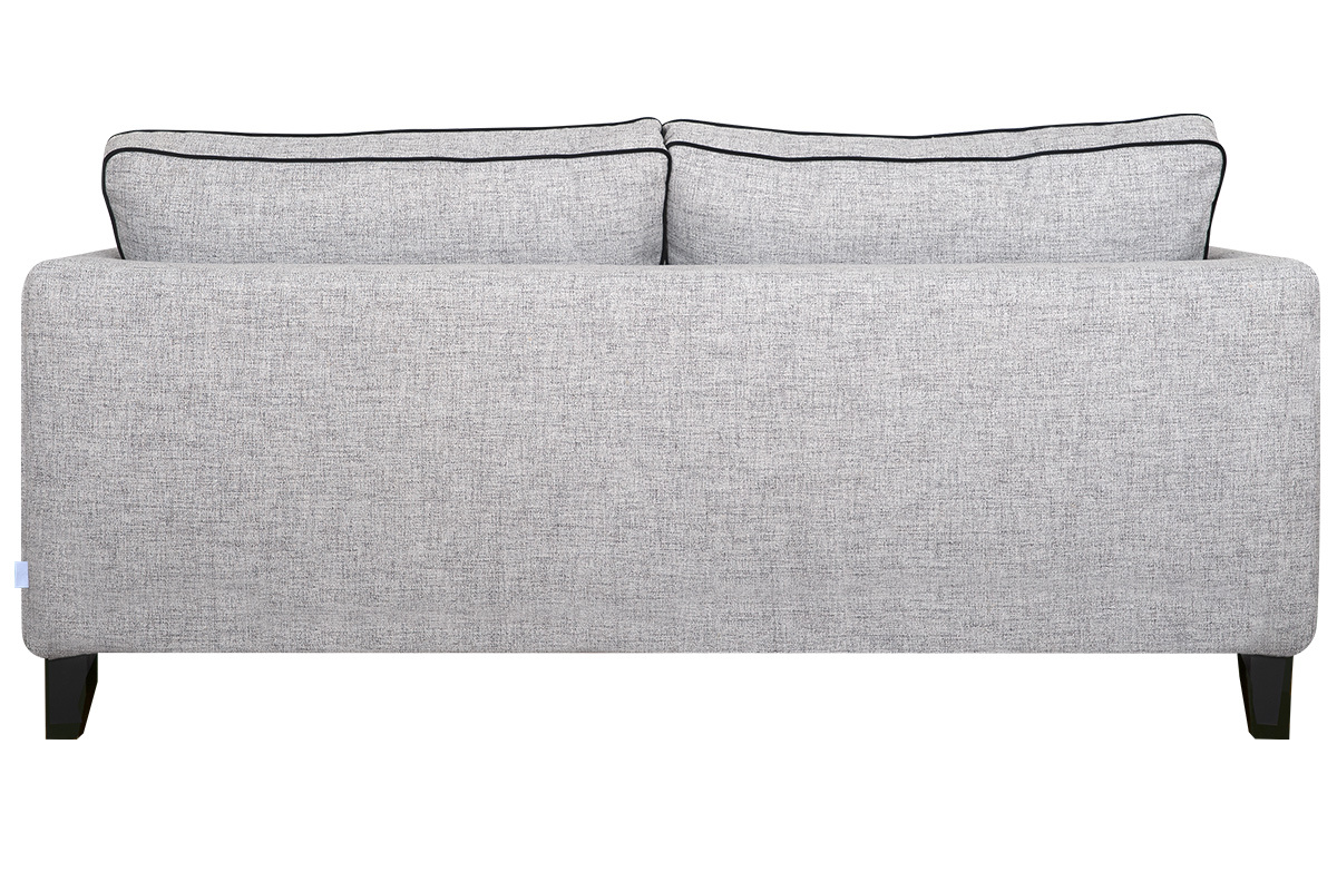 Canap design 3 places en tissu gris chin et velours noir HARRISON