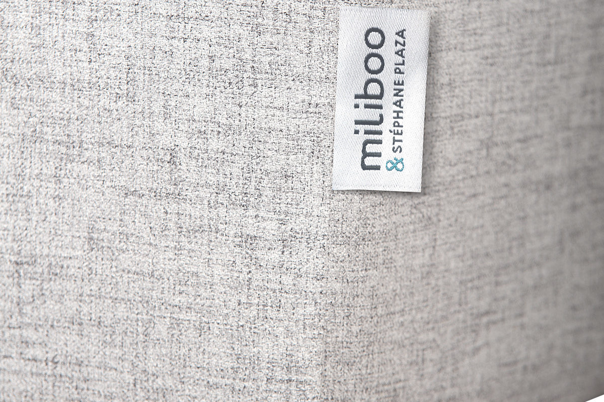 Canap design 3 places en tissu gris chin et velours noir HARRISON